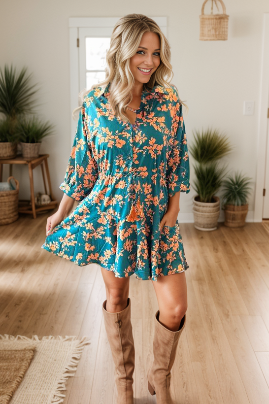 Floral Print Pocket Dress