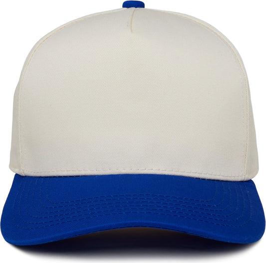 Two Tone Vintage Snapback Hat - Blue/Beige