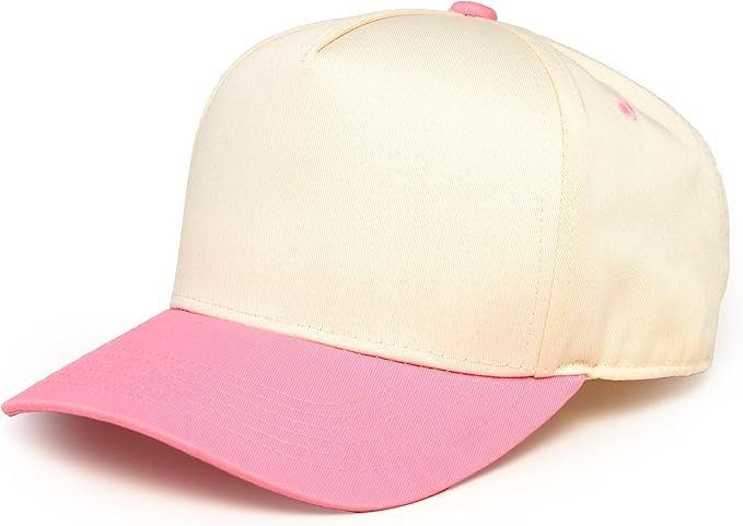 2-Tone Blank Snapback Hat - Pink/Beige