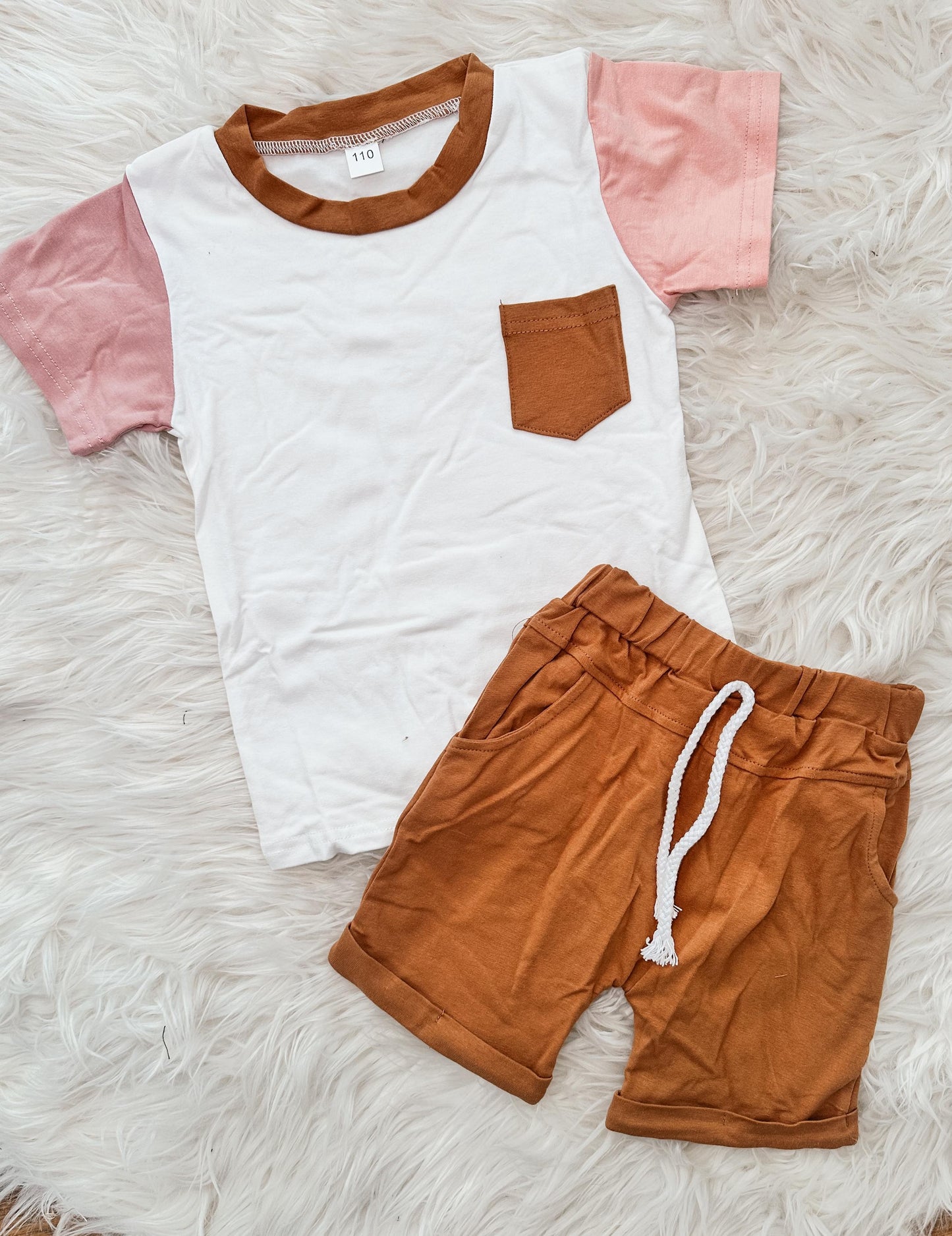 Pink Two Tone Pocket Tee Set RTS