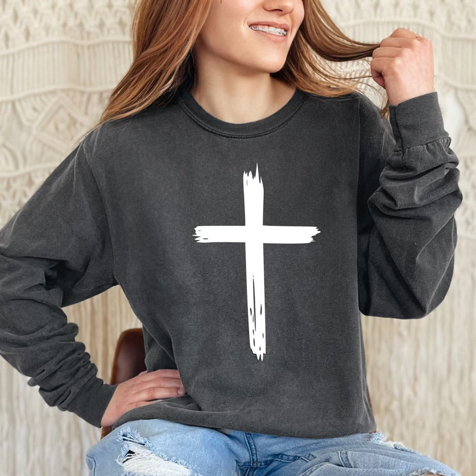 Distressed Cross WHITE