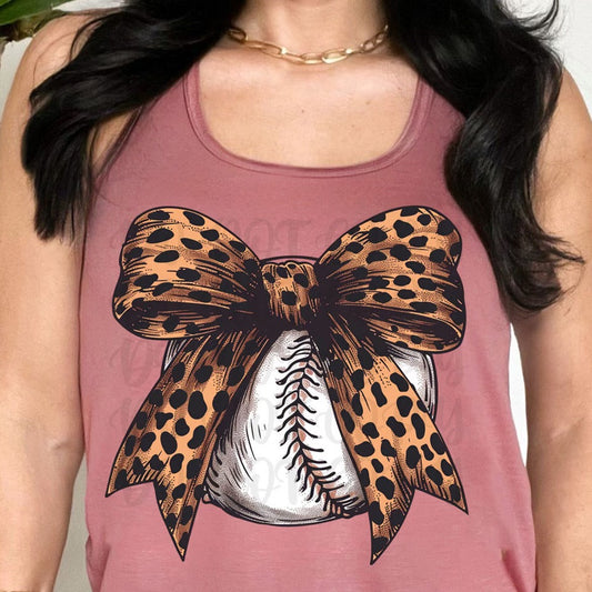 Baseball Leopard Coquette Bow