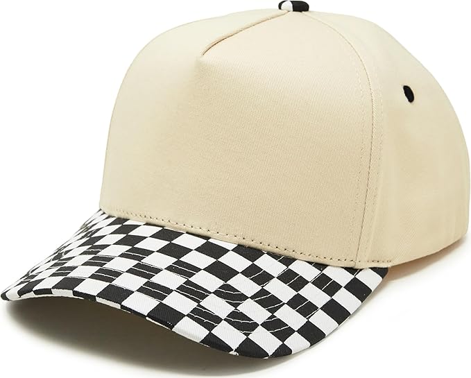 Black & White Cotton Checkered Blank Hats