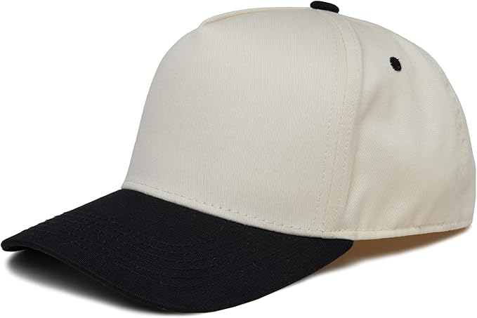 2-Tone Blank Snapback Hat - Black/Beige