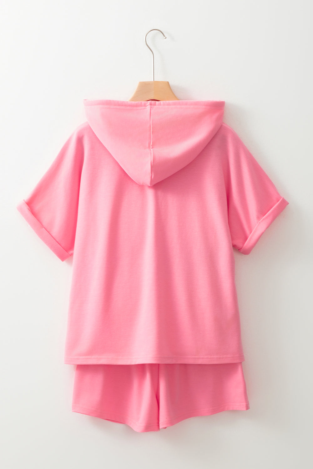 Pink Henley Top + Shorts Set