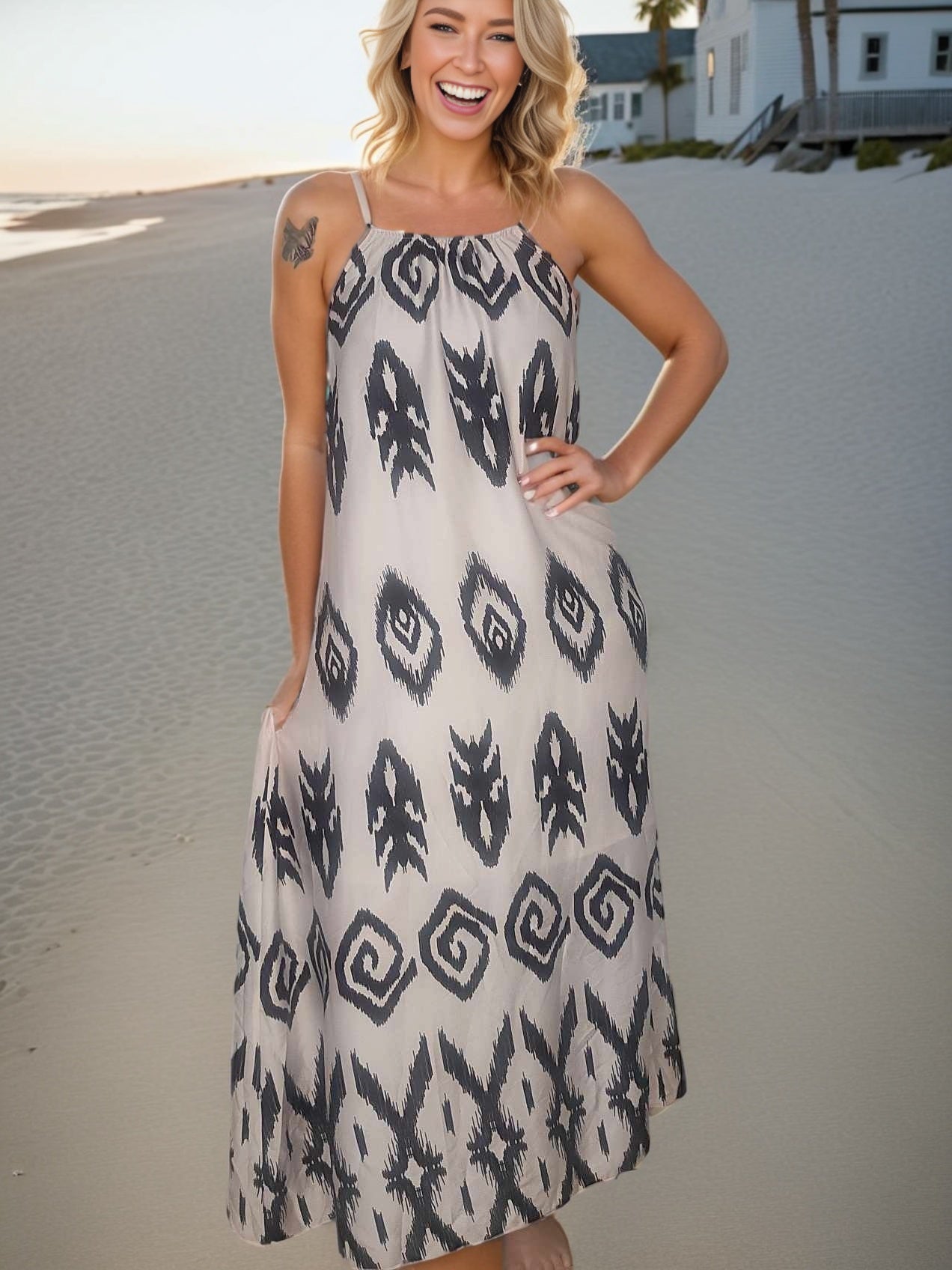 Black Geometric Sundress