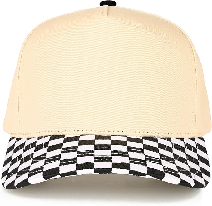 Black & White Cotton Checkered Blank Hats