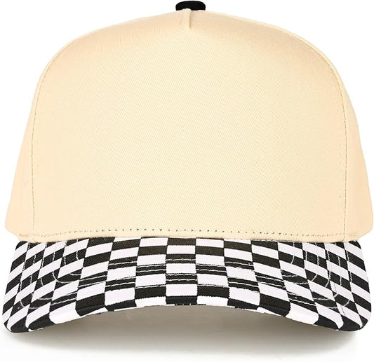 Black & White Cotton Checkered Blank Hats