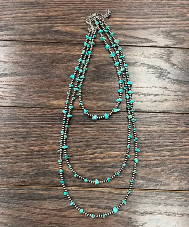 Handmade Navajo Bead, Turquoise Necklace, 738005