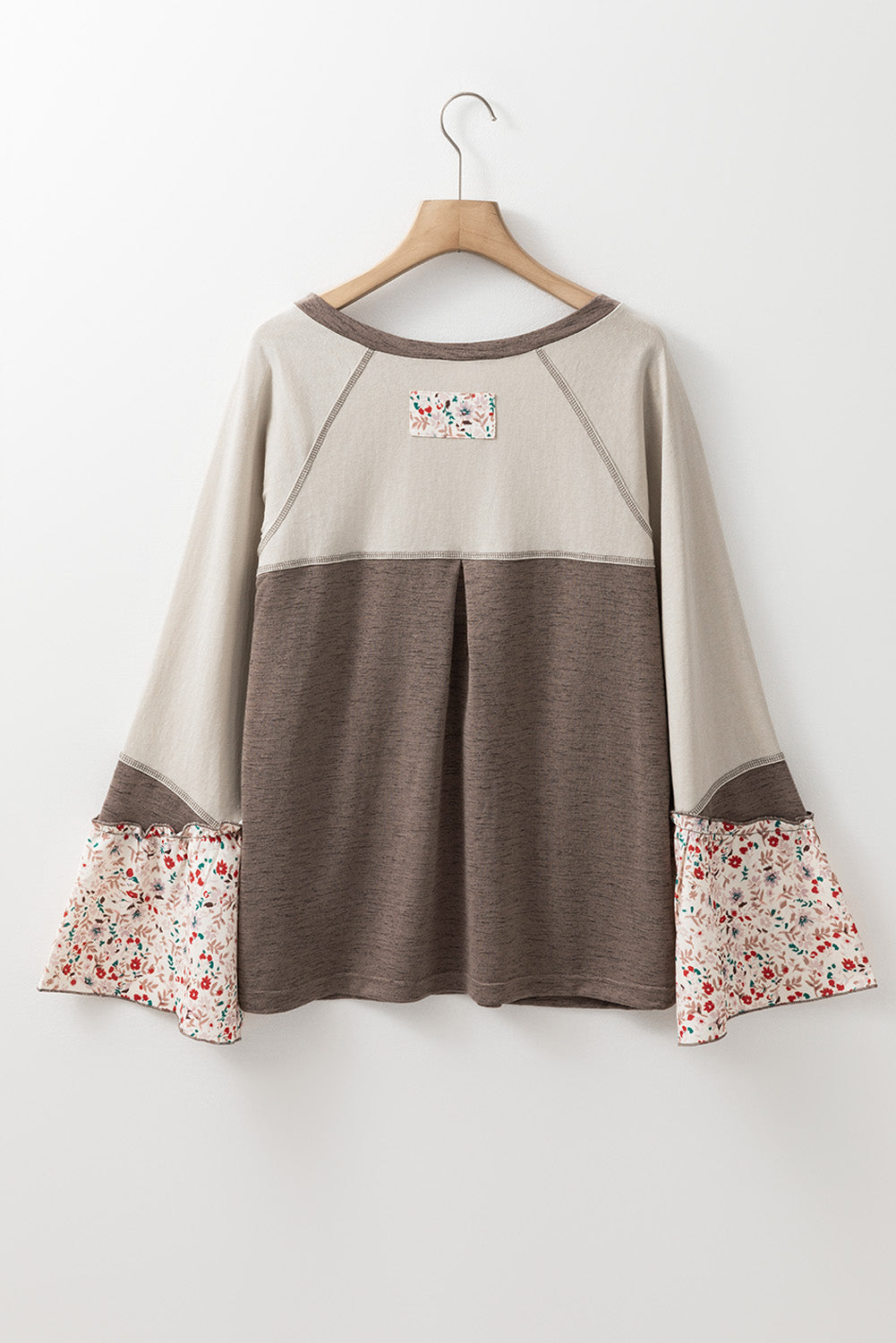 Boho Floral Bell Sleeve Henley Top