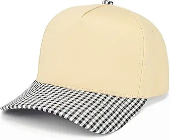 Two Tone Vintage Snapback Hat - Gingham Print-Black & White