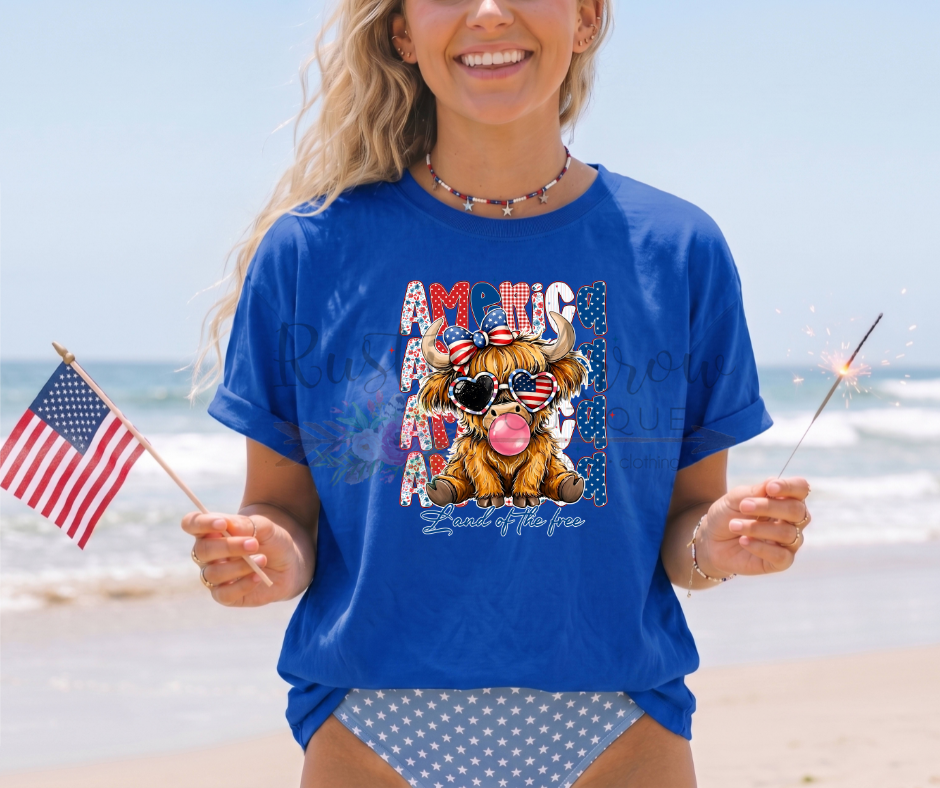 America Highland Cow Land of the Free-Youth and Adult