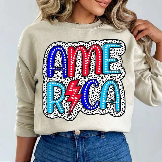 America Dotted Background-Short Sleeve