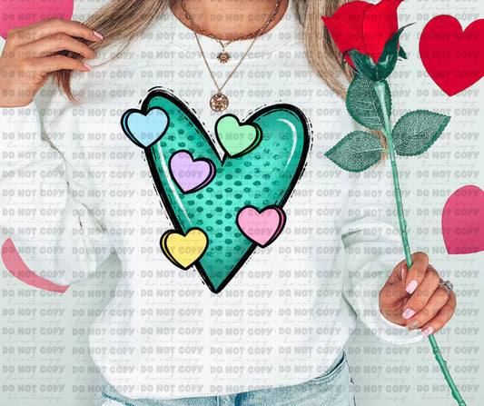 Aqua candy heart-Short Sleeve