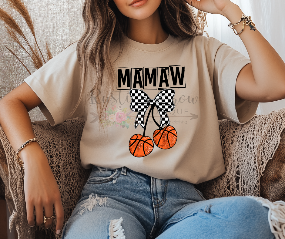Checkered Basketball Cherries Mamaw