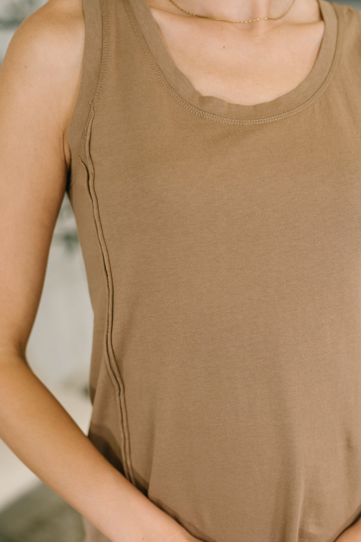 Blank Slate Scoop Neck Tank Dress in Mocha