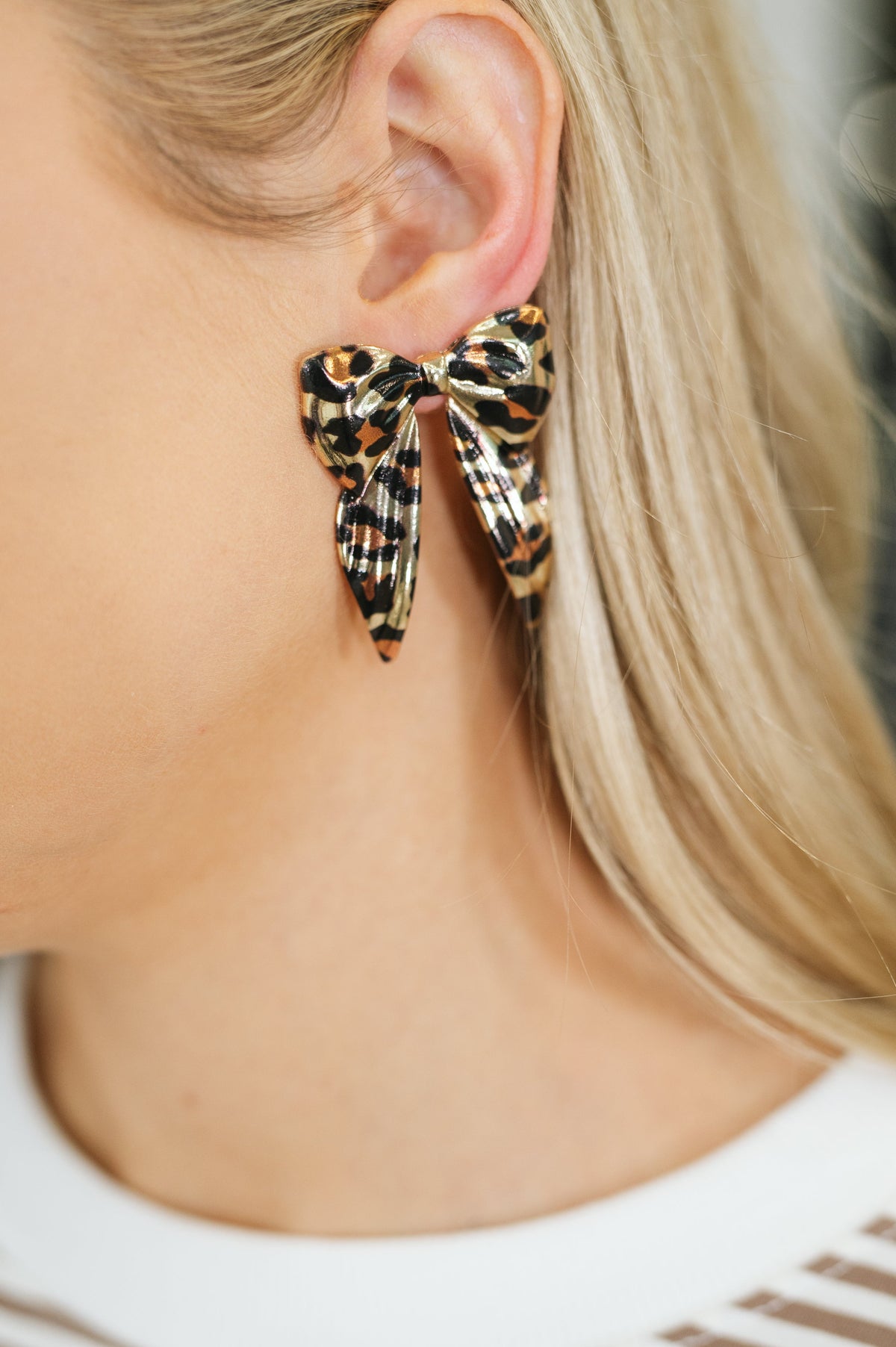 Bow'd & Bold Leopard Print Bow Earrings