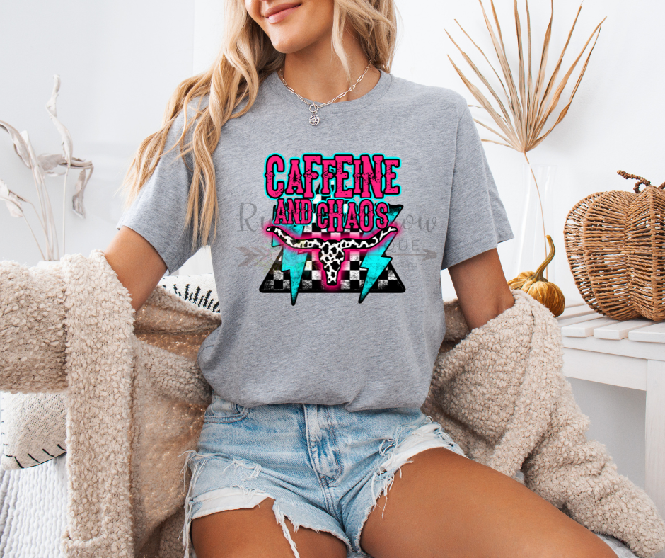 Caffine and Chaos with Checkered Lightening Bolt