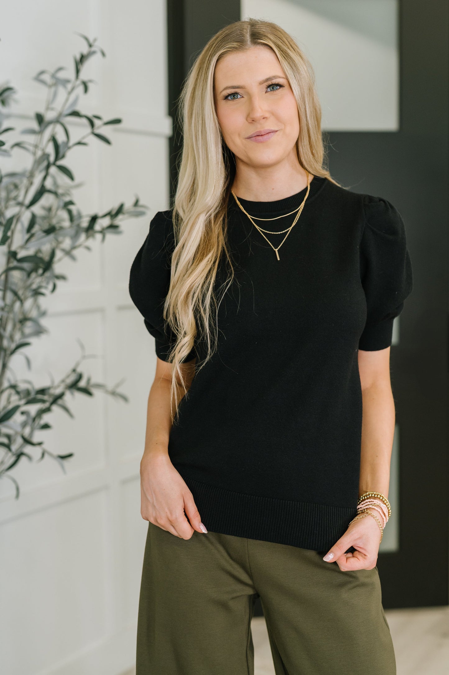 Casually Classy Puff Sleeve Blouse in Black