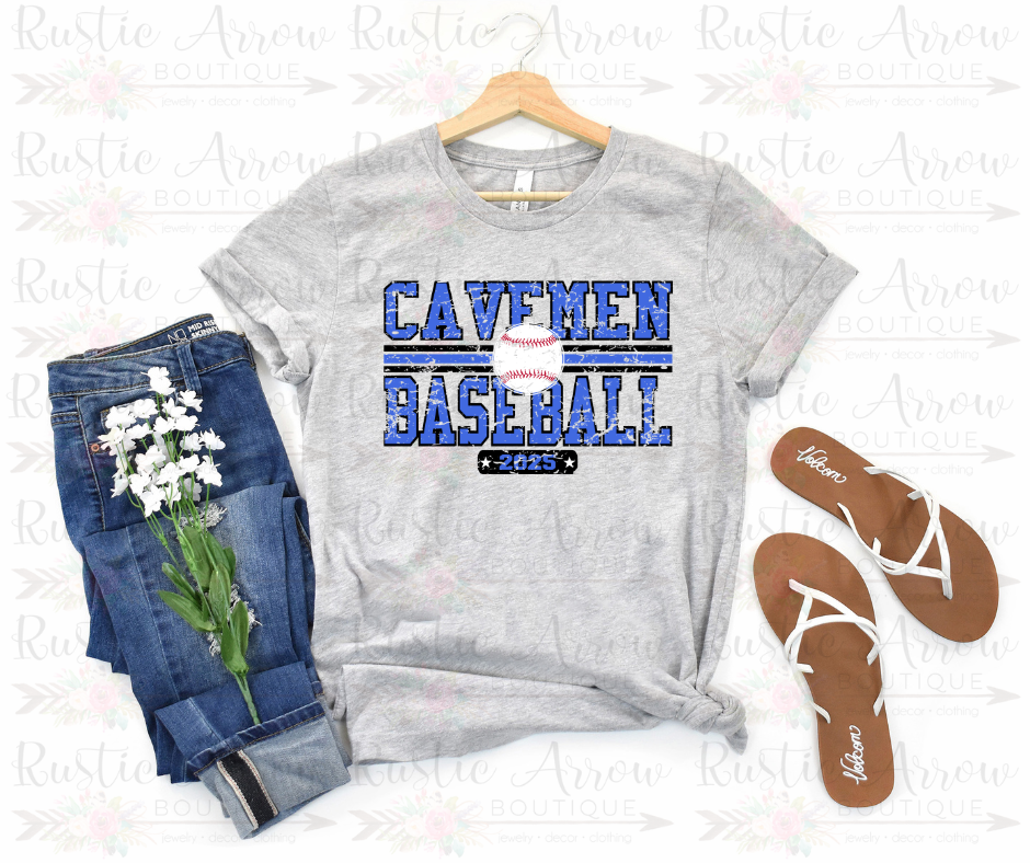 Cavemen Baseball Blue Distressed