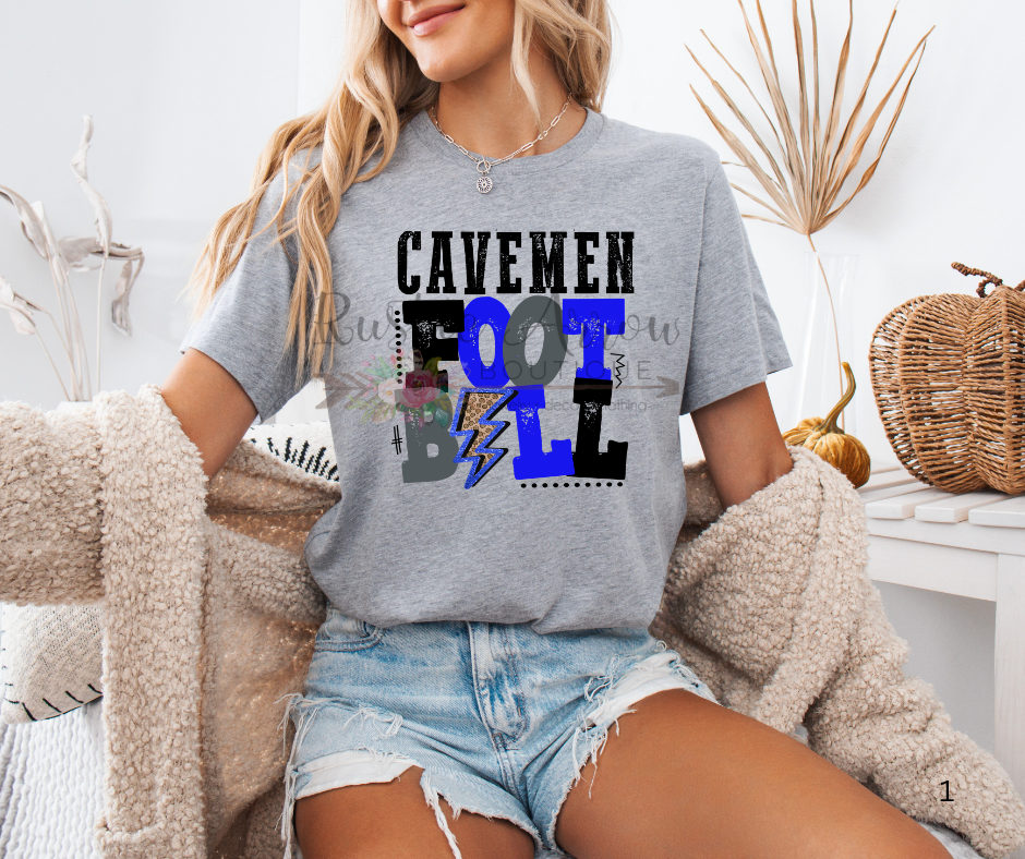 Cavemen Football Lightening Bolt