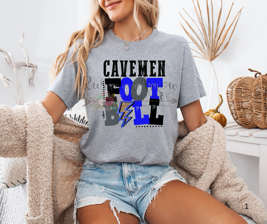 Cavemen Football Lightening Bolt
