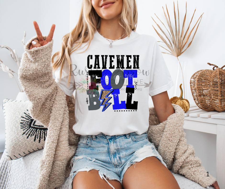 Cavemen Football Lightening Bolt