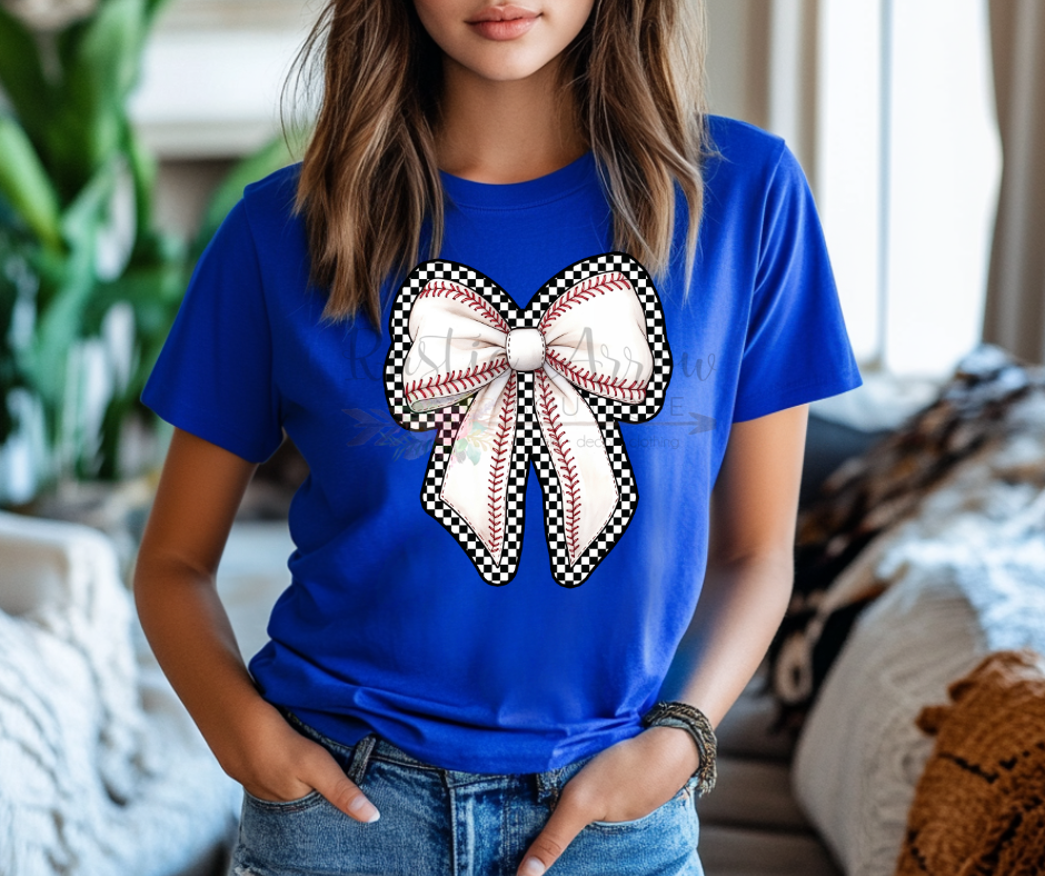 Checkered Baseball Bow