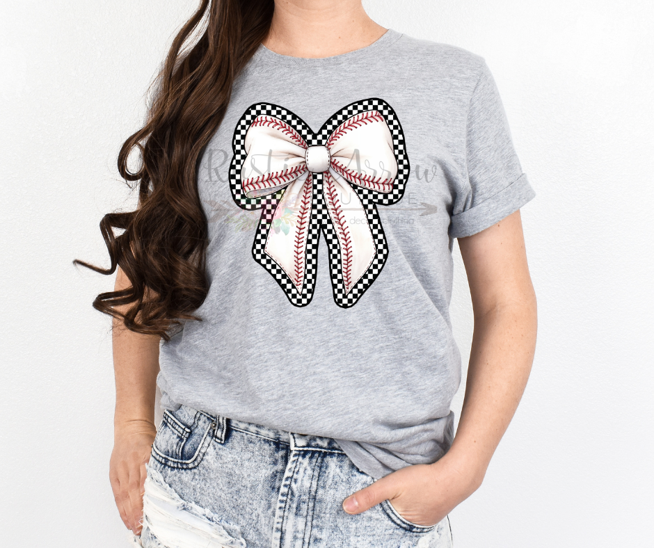 Checkered Baseball Bow