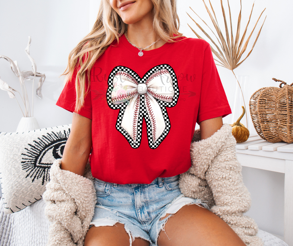 Checkered Baseball Bow