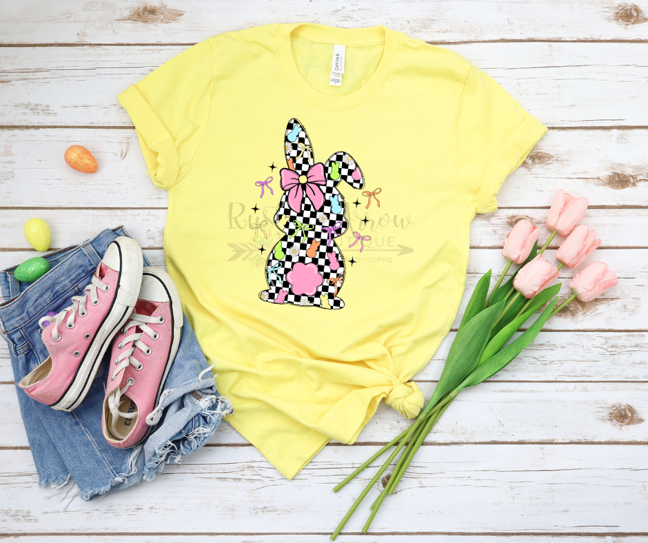 Checkered Bunny with Bows