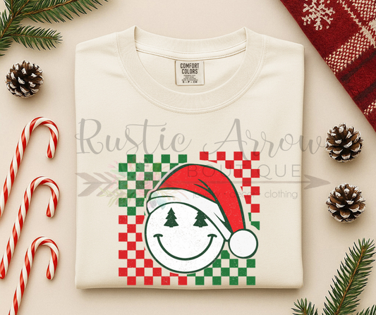 Checkered Santa Happy Face