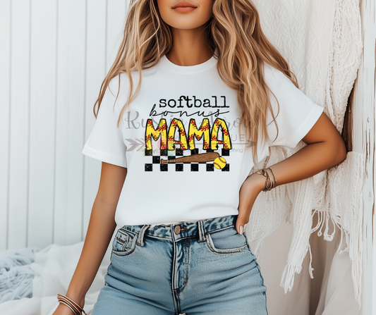 Checkered Softball Bonus Mama