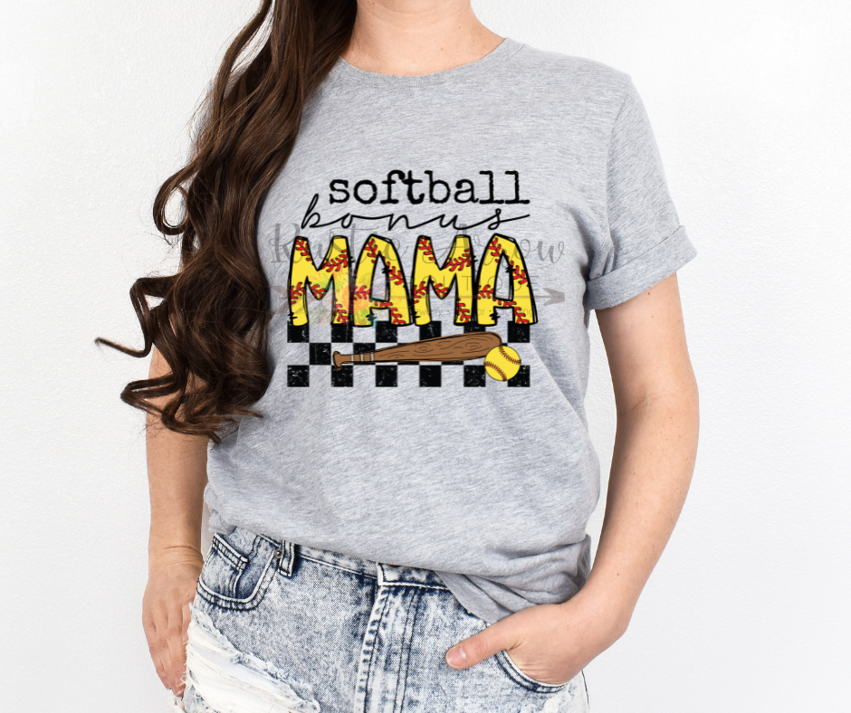 Checkered Softball Bonus Mama