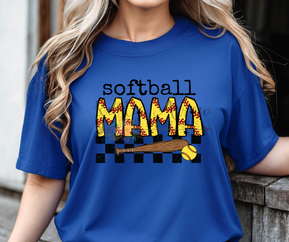 Checkered Softball Mama