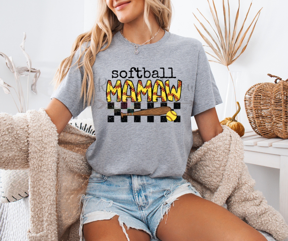 Checkered Softball Mamaw