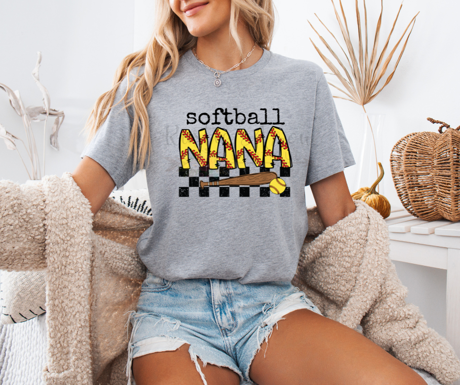 Checkered Softball Nana