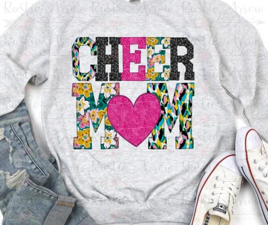 Cheer Mom (embroidered look)-Short Sleeve