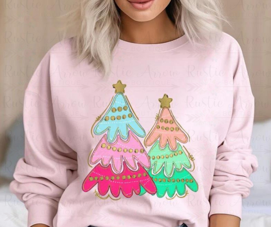 Christmas Trees (colorful and whimsical)-Sweatshirt