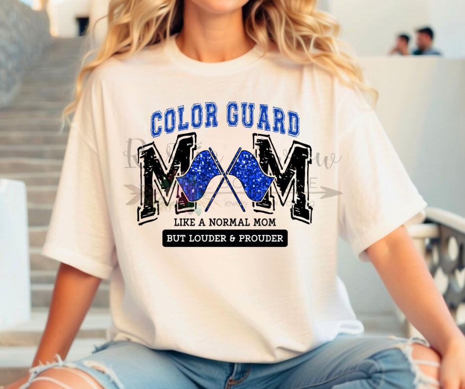 Color Guard Mom Faux Glitter Blue