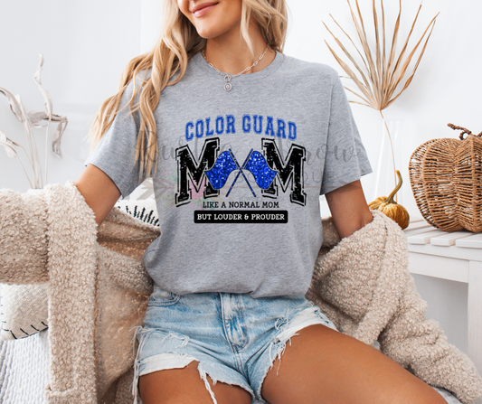 Color Guard Mom Faux Glitter Blue