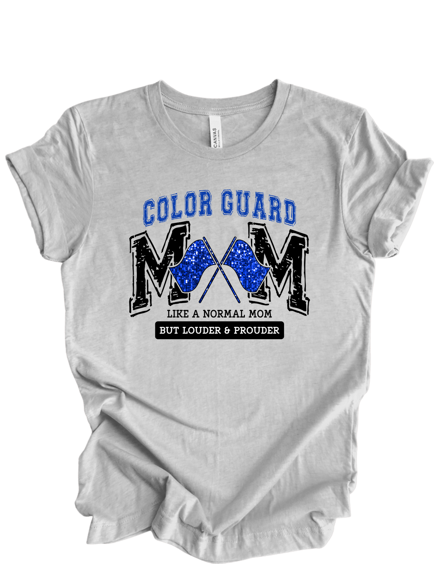 Color Guard Mom Faux Glitter Blue