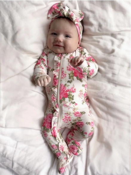 2-Way Zip Ruffle Footie, Country Daydream