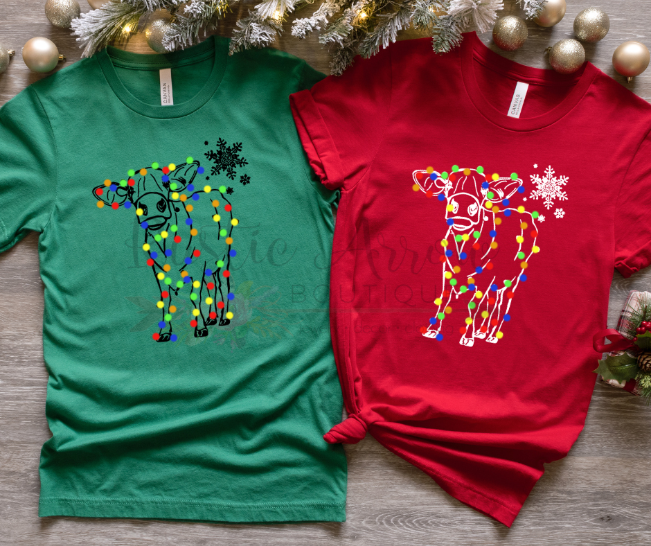 Cow with Christmas Lights