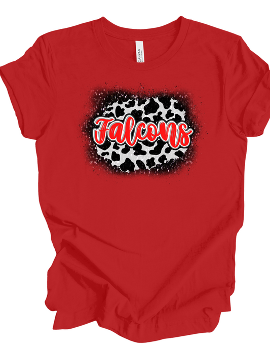 Falcons Cowprint Red Tee-Adult