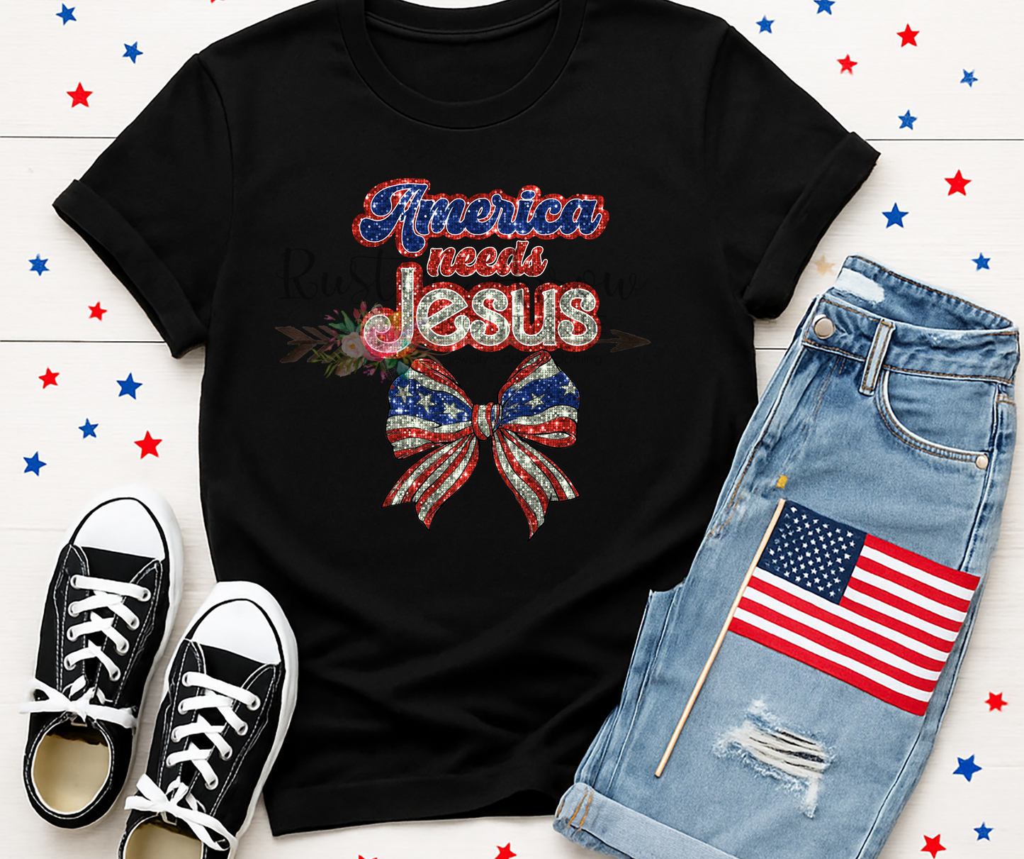 Faux Glitter America Needs Jesus