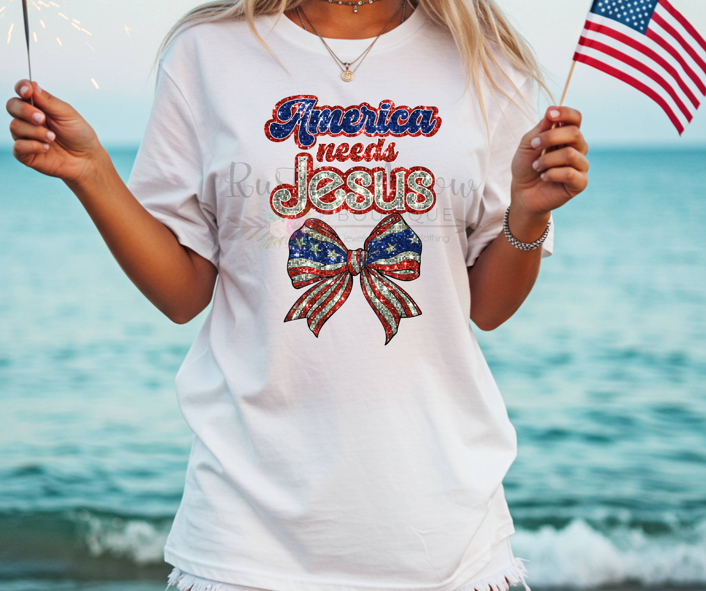 Faux Glitter America Needs Jesus