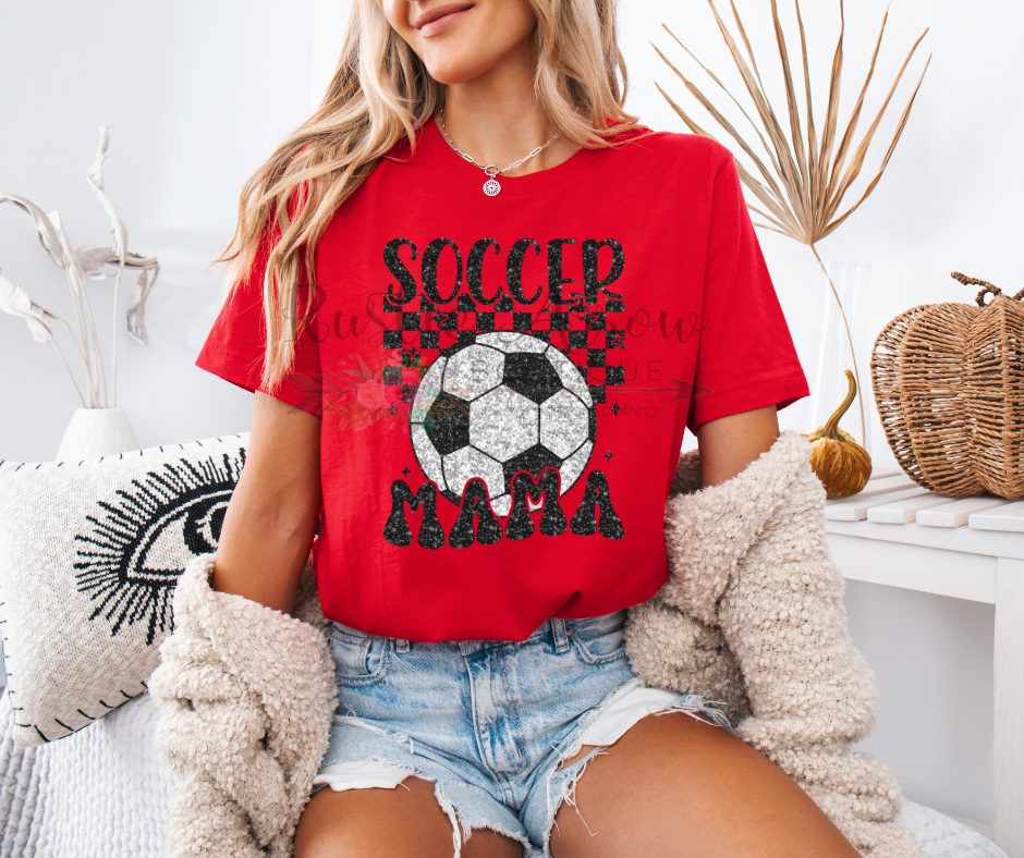 Faux Glitter Soccer Mom