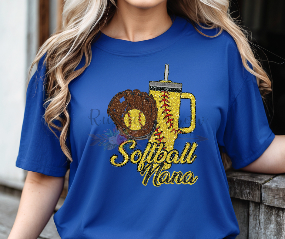 Faux Glitter Softball Nana