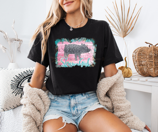 Faux Glitter Swine Show Girl